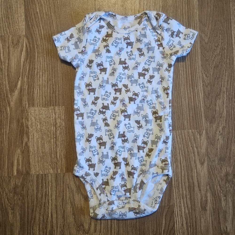Carter's Grey, Brown and Cream Dog Print Bodysuit Size 3 to 6 Months